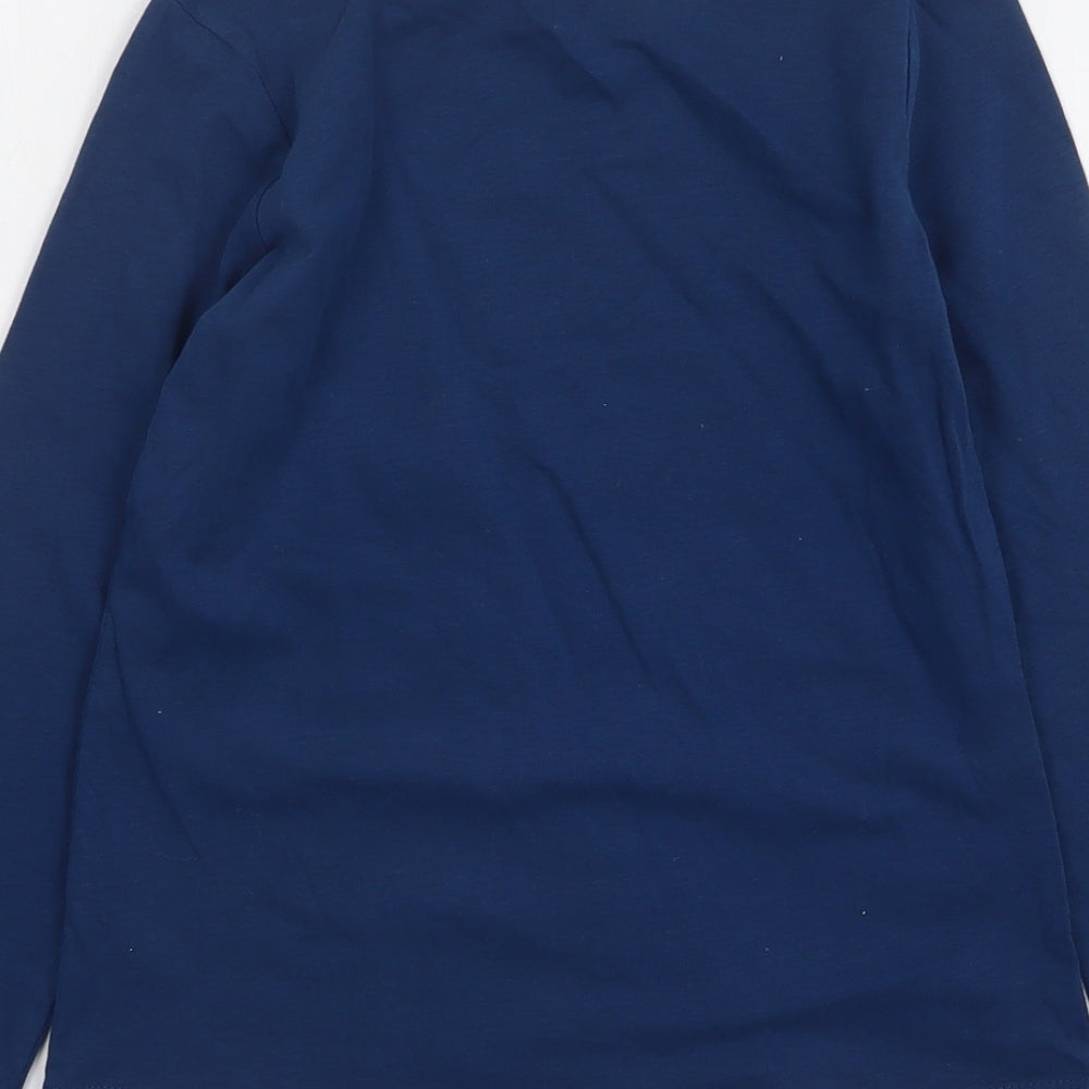 George Girls Blue Animal Print Cotton Basic T-Shirt Size 9-10 Years Round Neck