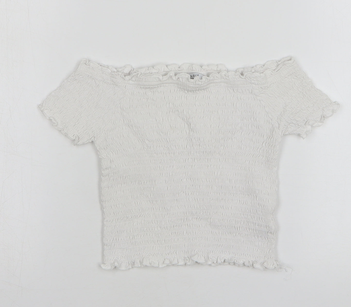 Primark Girls White Polyester Basic Blouse Size 8-9 Years Boat Neck