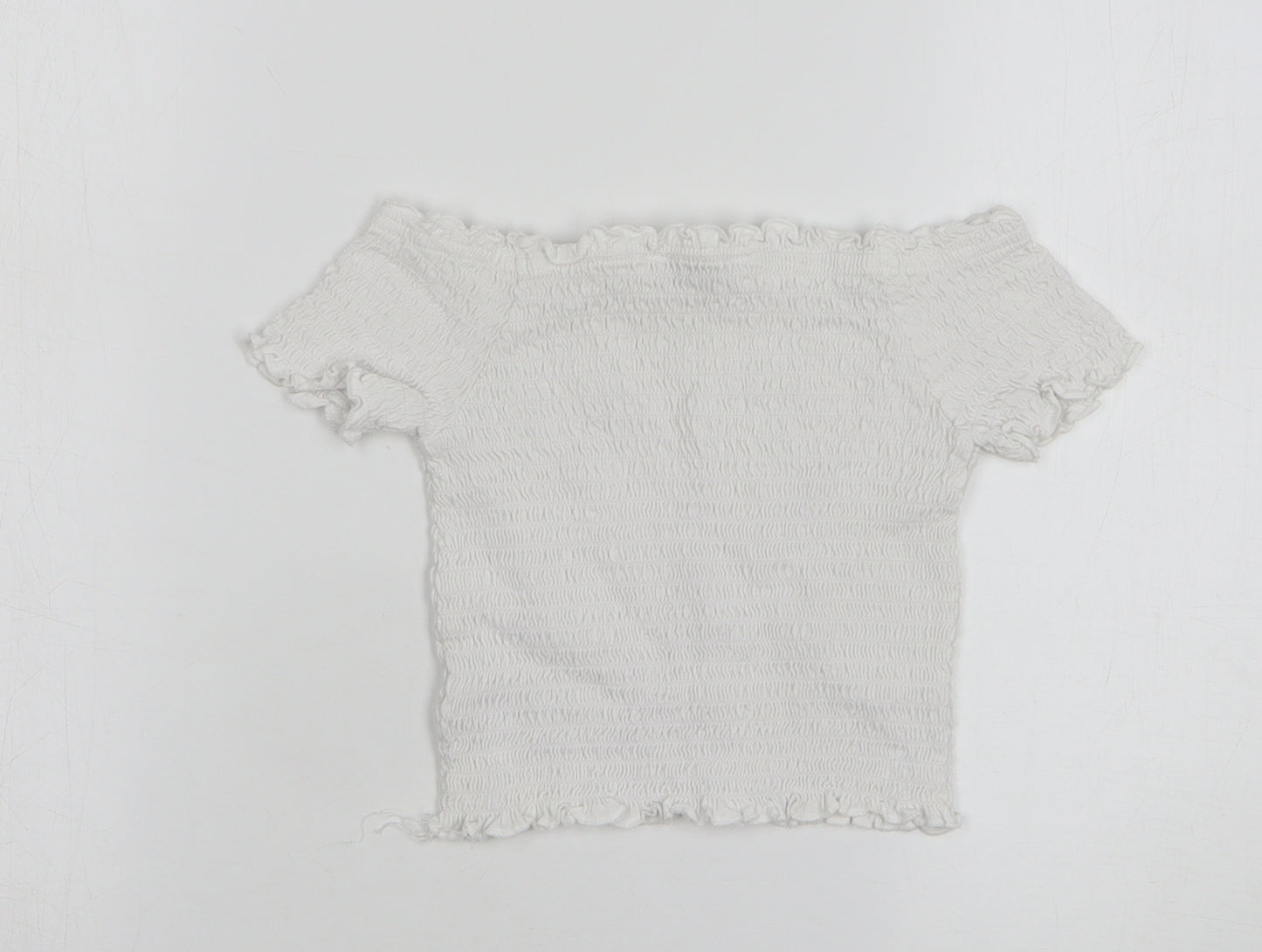 Primark Girls White Polyester Basic Blouse Size 8-9 Years Boat Neck
