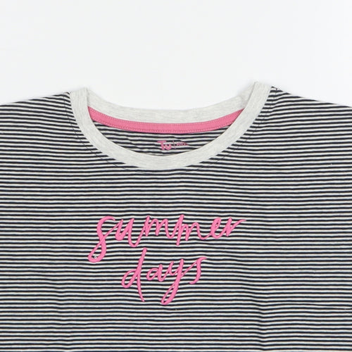 TU Girls Black Striped Cotton Basic T-Shirt Size 9 Years Round Neck