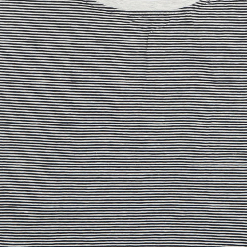 TU Girls Black Striped Cotton Basic T-Shirt Size 9 Years Round Neck
