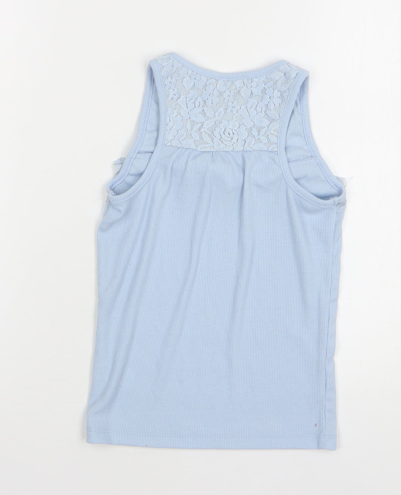 TU Girls Blue Floral Polyester Basic Tank Size 8 Years Round Neck