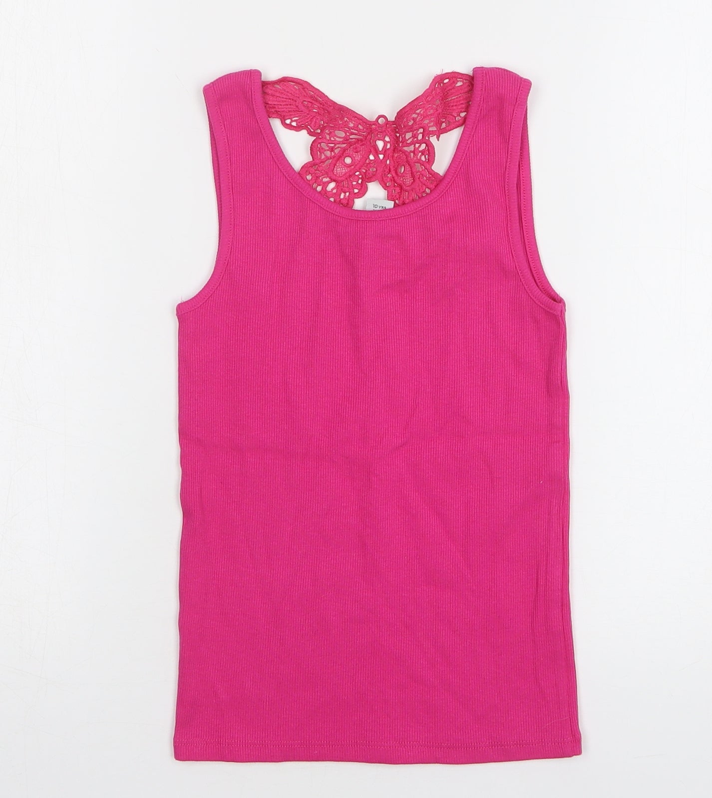 TU Girls Pink Cotton Basic Tank Size 10 Years Round Neck