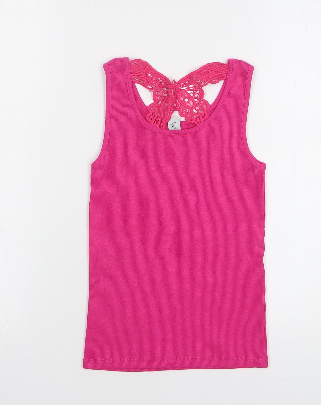 TU Girls Pink Cotton Basic Tank Size 10 Years Round Neck