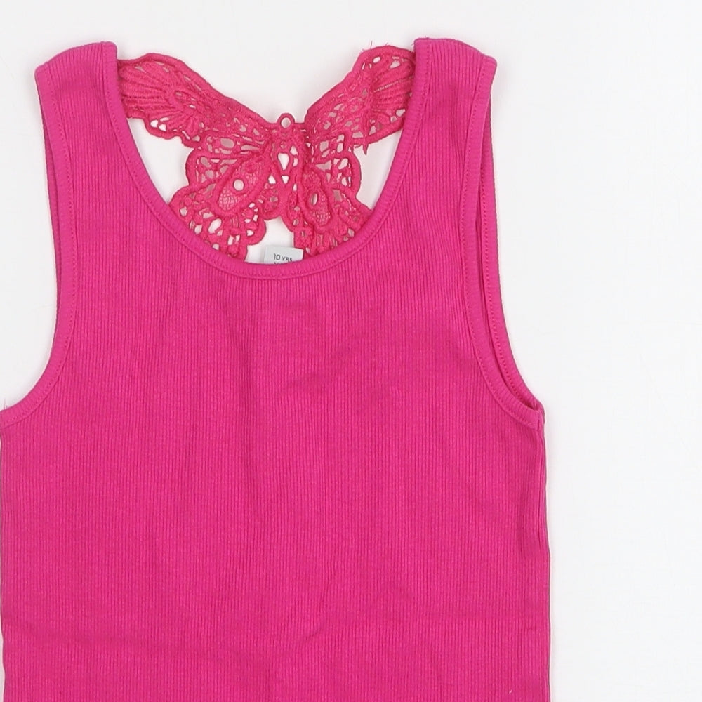TU Girls Pink Cotton Basic Tank Size 10 Years Round Neck