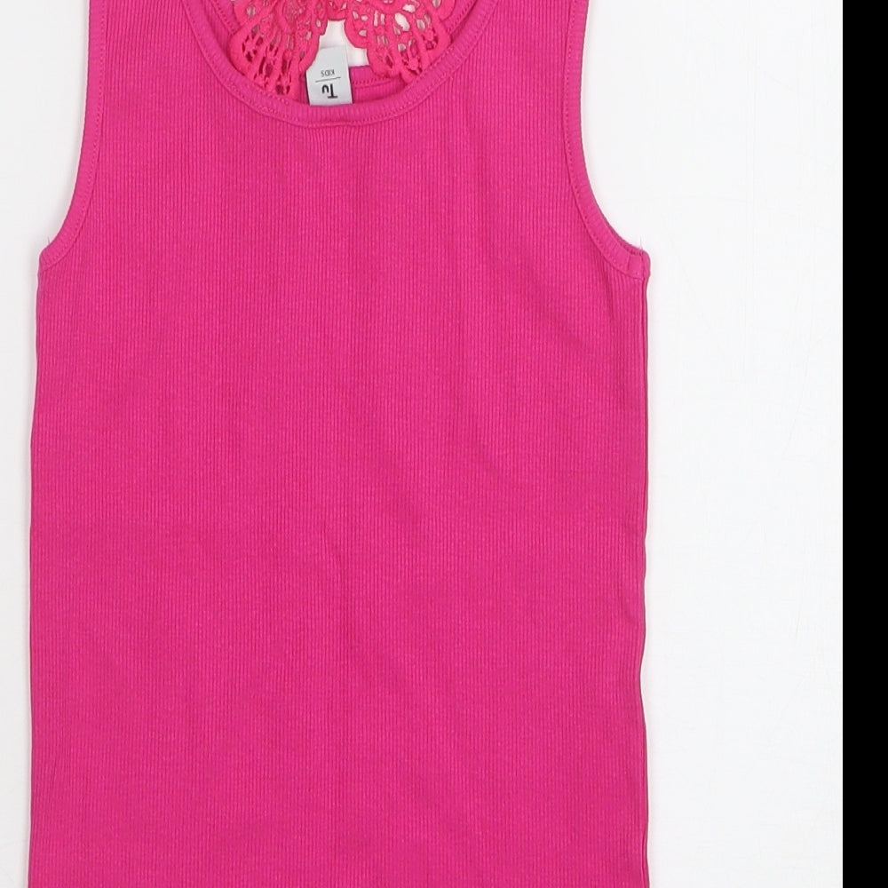 TU Girls Pink Cotton Basic Tank Size 10 Years Round Neck
