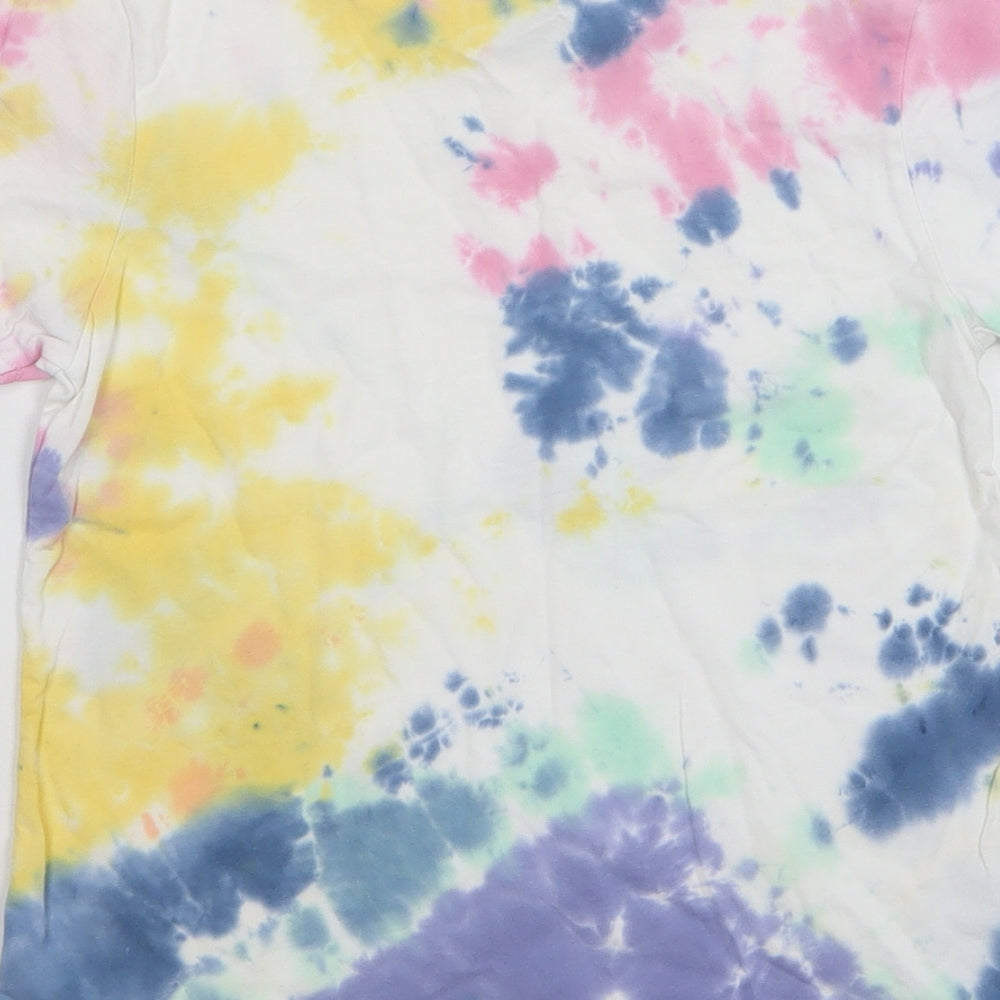 Nutmeg Girls Multicoloured Geometric Cotton Basic T-Shirt Size 9-10 Years Round Neck