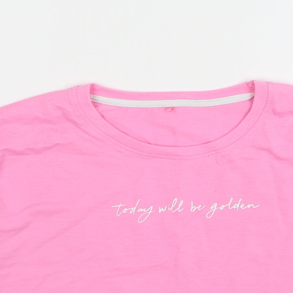 George Girls Pink Cotton Cropped T-Shirt Size 10-11 Years Round Neck