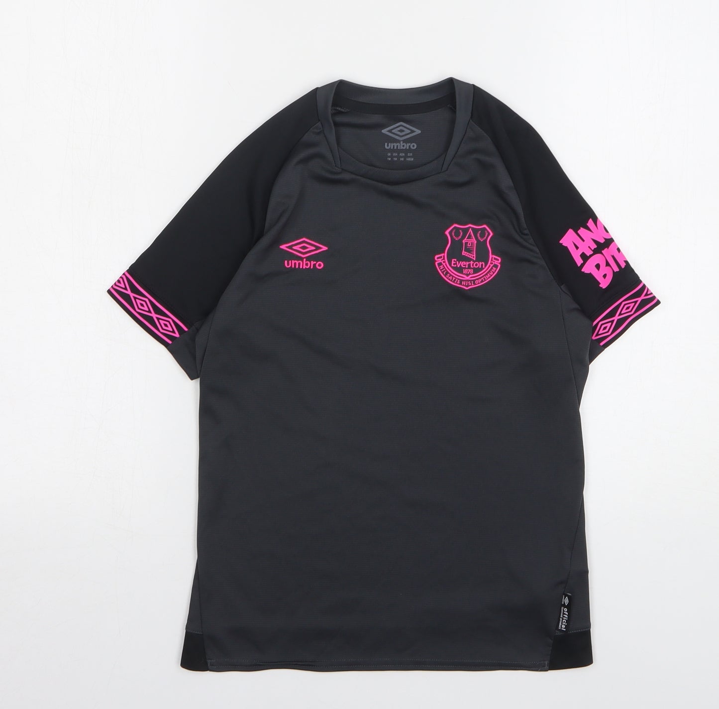 Umbro Boys Grey Polyester Basic T-Shirt Size 11 Years Square Neck - Everton FC