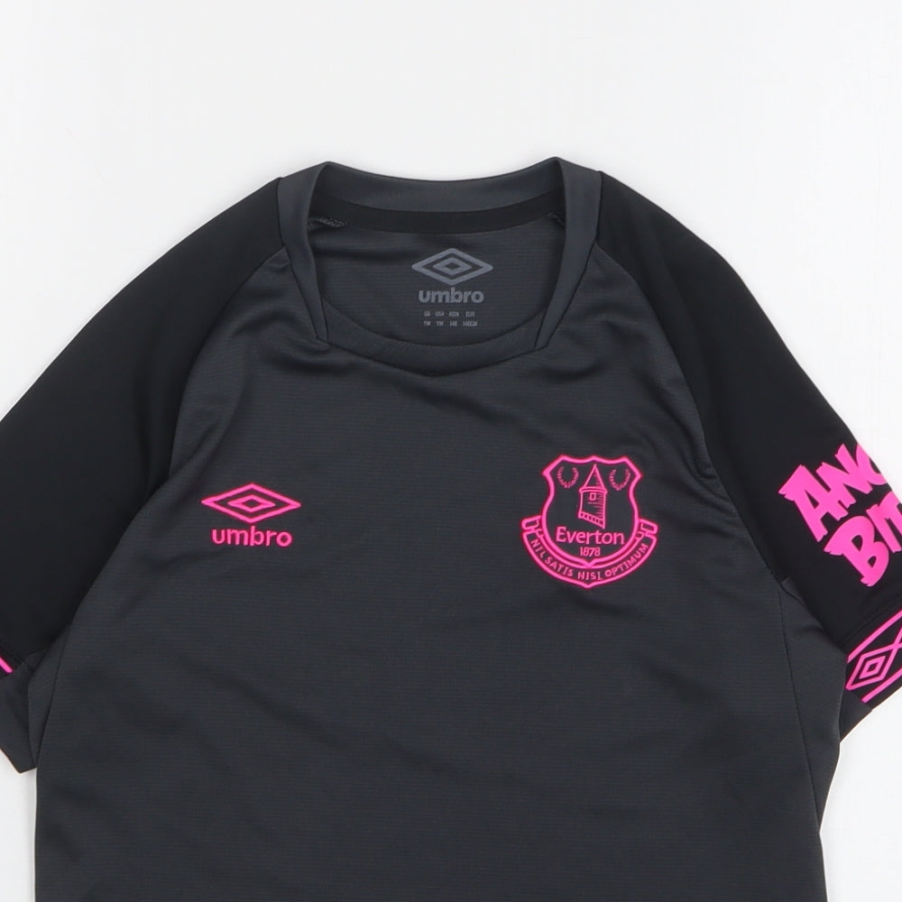 Umbro Boys Grey Polyester Basic T-Shirt Size 11 Years Square Neck - Everton FC