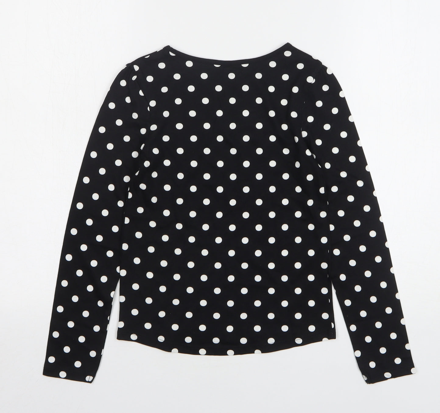 TU Girls Black Polka Dot Cotton Basic T-Shirt Size 8 Years Round Neck