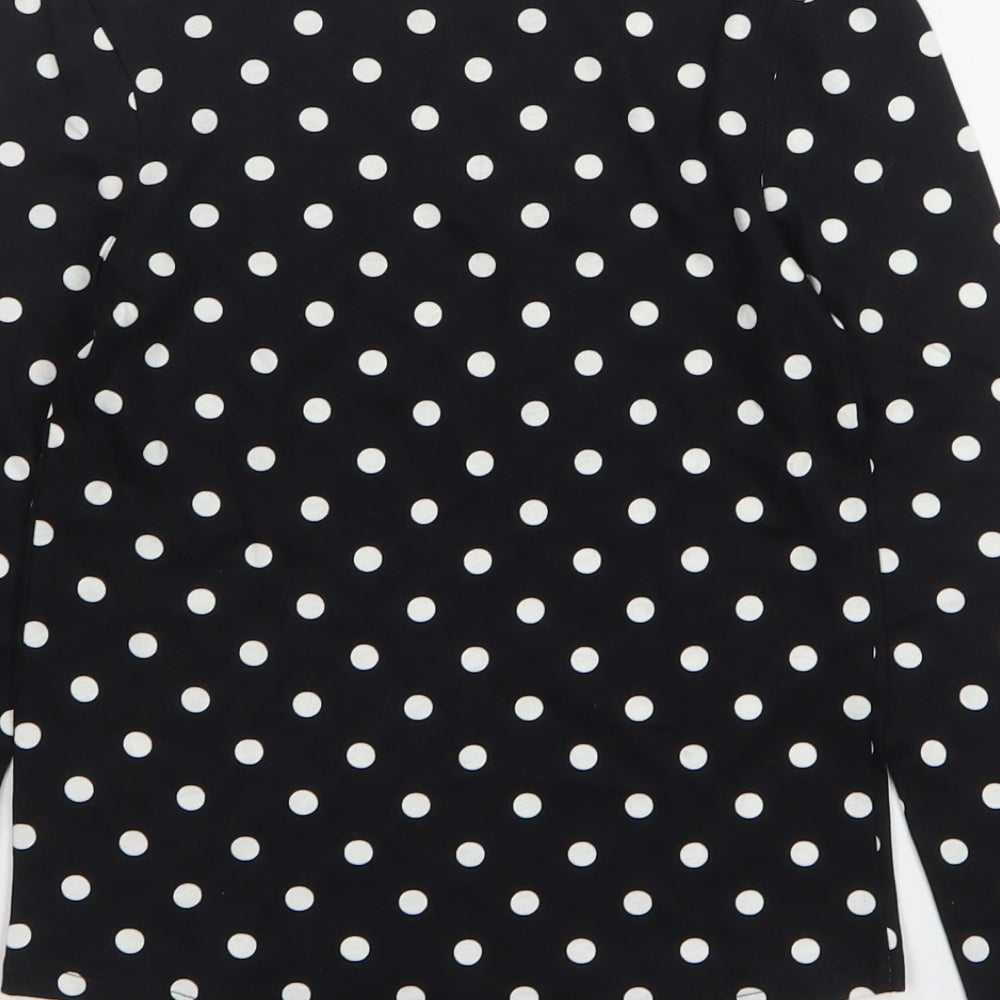 TU Girls Black Polka Dot Cotton Basic T-Shirt Size 8 Years Round Neck