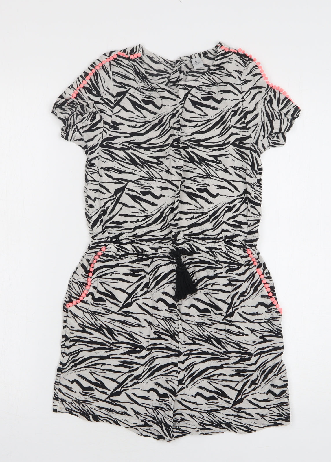 TU Girls Multicoloured Animal Print Viscose Playsuit One-Piece Size 10 Years