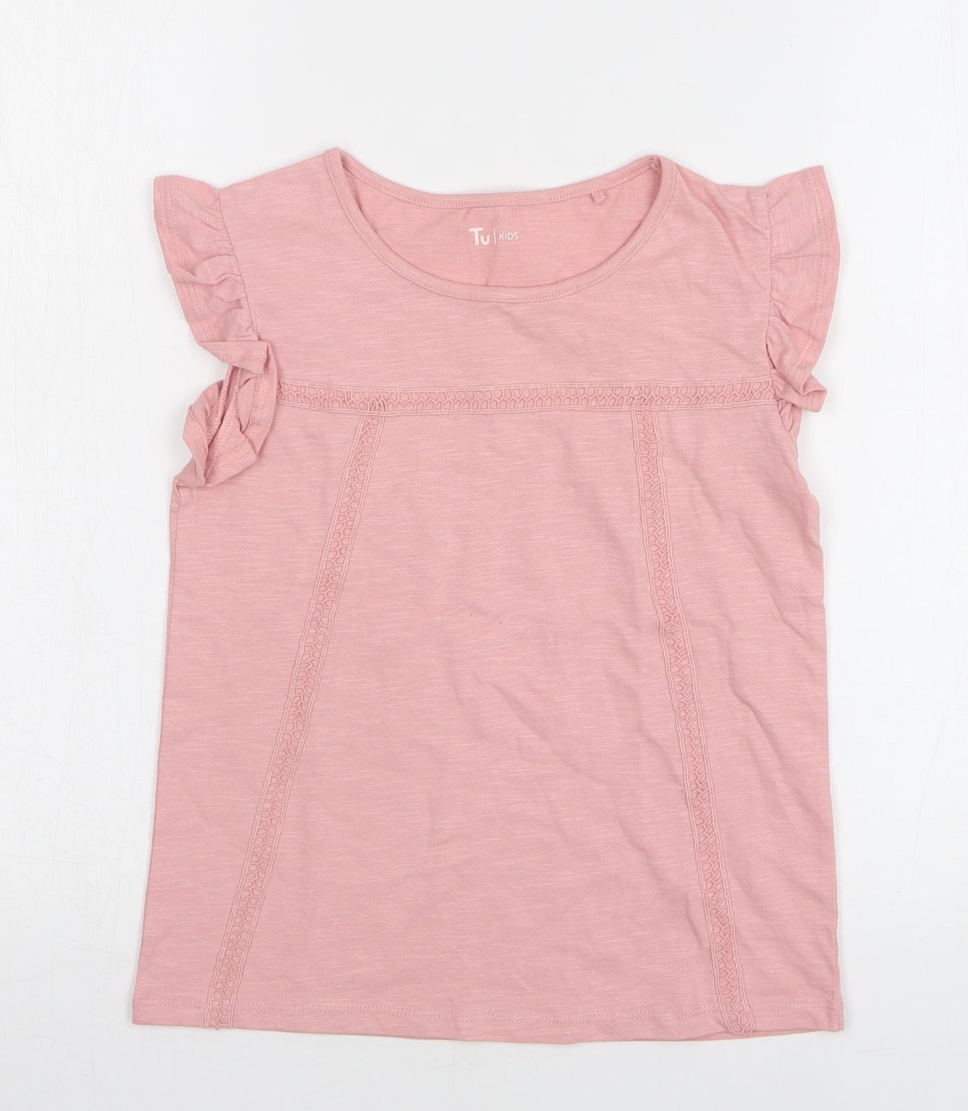 TU Girls Pink Cotton Basic T-Shirt Size 9 Years Round Neck