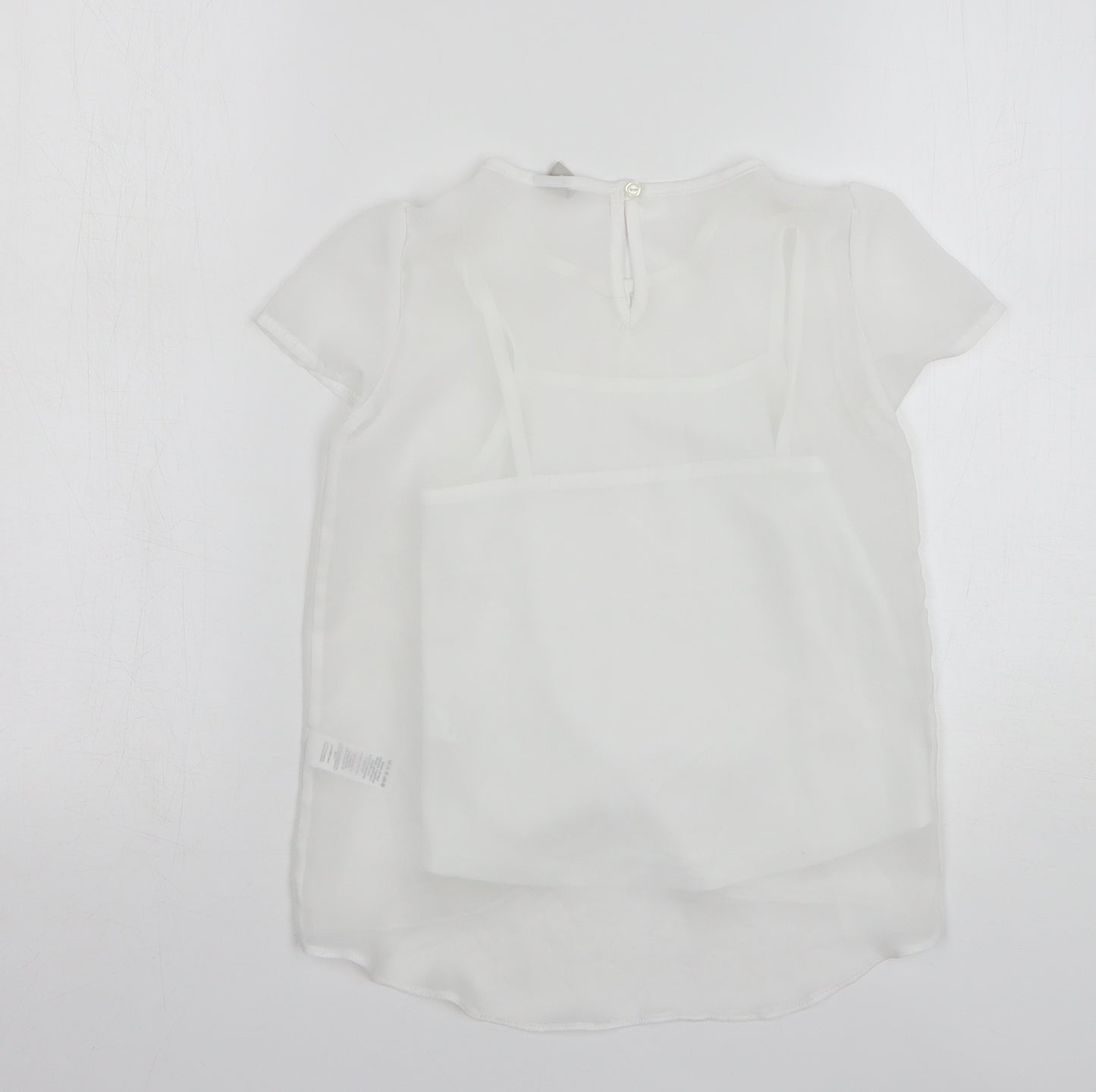 TU Girls White Polyester Basic Blouse Size 7 Years Round Neck