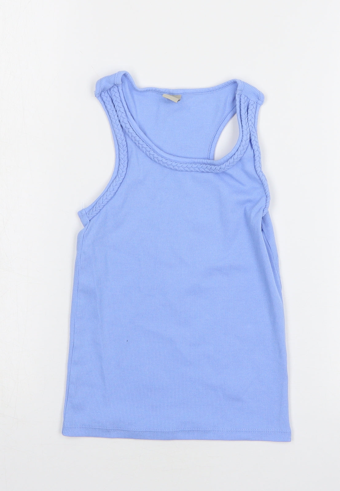 TU Girls Blue Cotton Basic Tank Size 7 Years Round Neck
