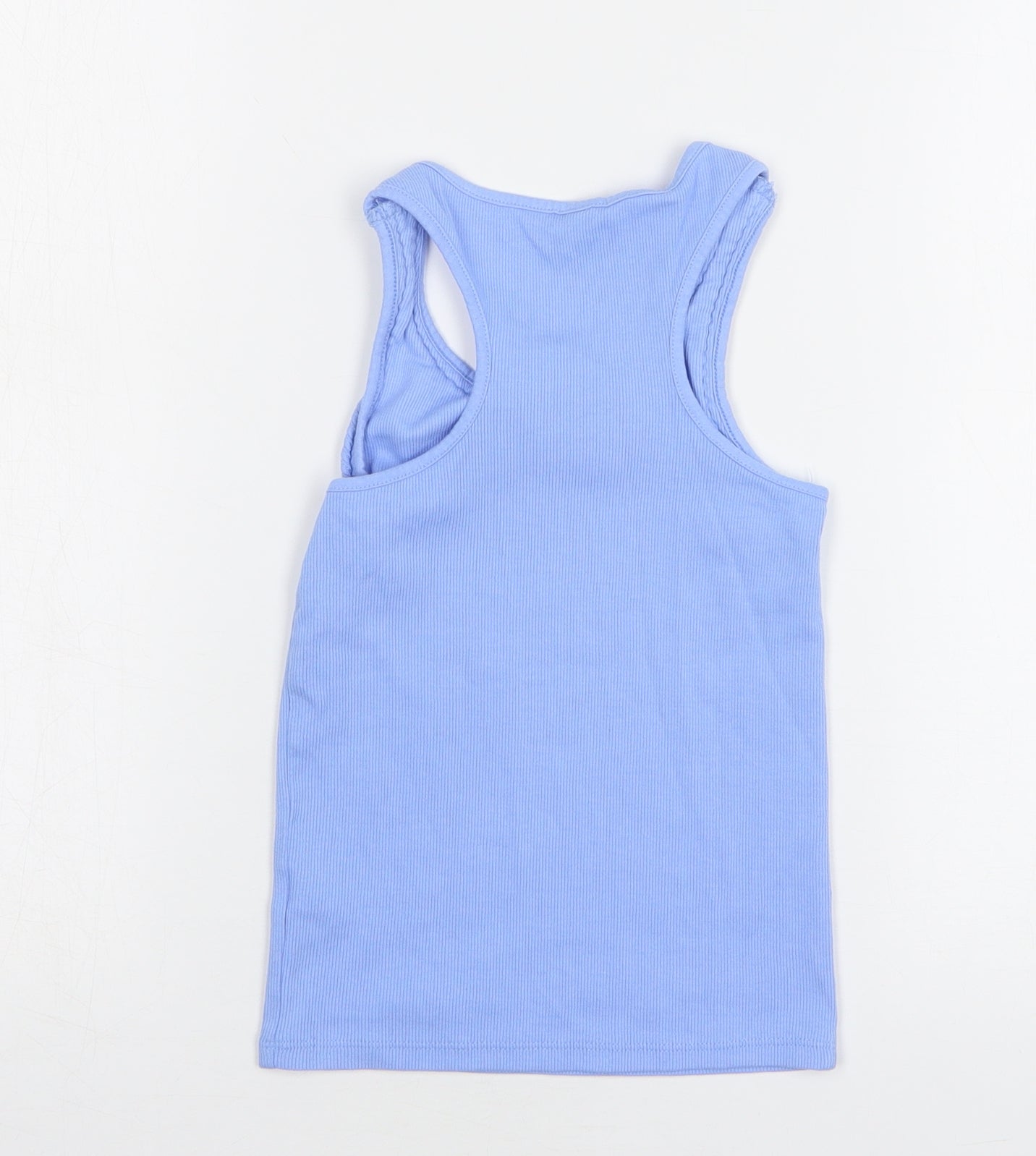 TU Girls Blue Cotton Basic Tank Size 7 Years Round Neck