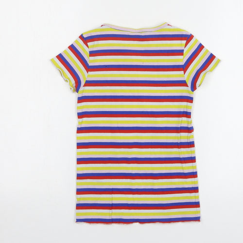 TU Girls Multicoloured Striped Cotton Basic T-Shirt Size 9 Years Round Neck