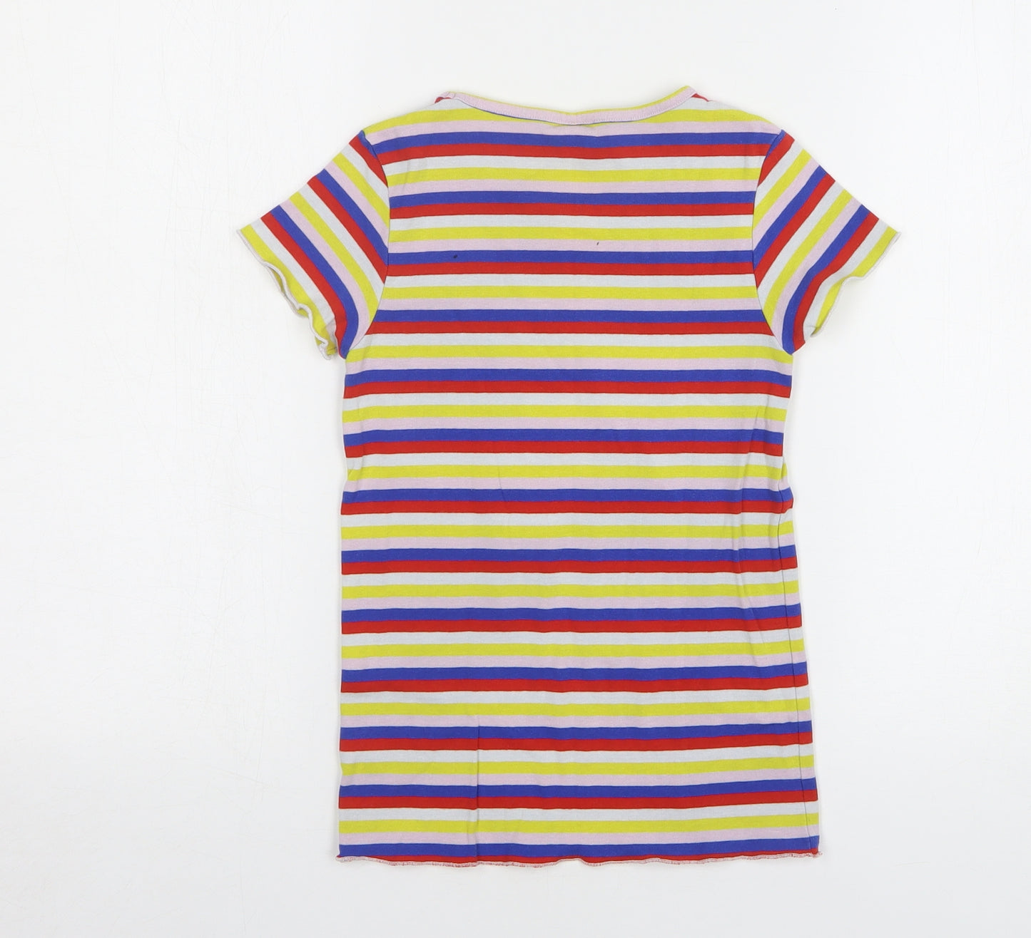TU Girls Multicoloured Striped Cotton Basic T-Shirt Size 9 Years Round Neck