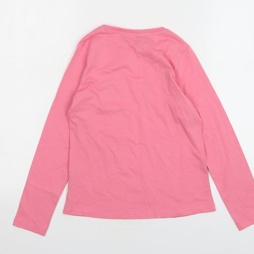 George Girls Pink Cotton Basic T-Shirt Size 8-9 Years Round Neck