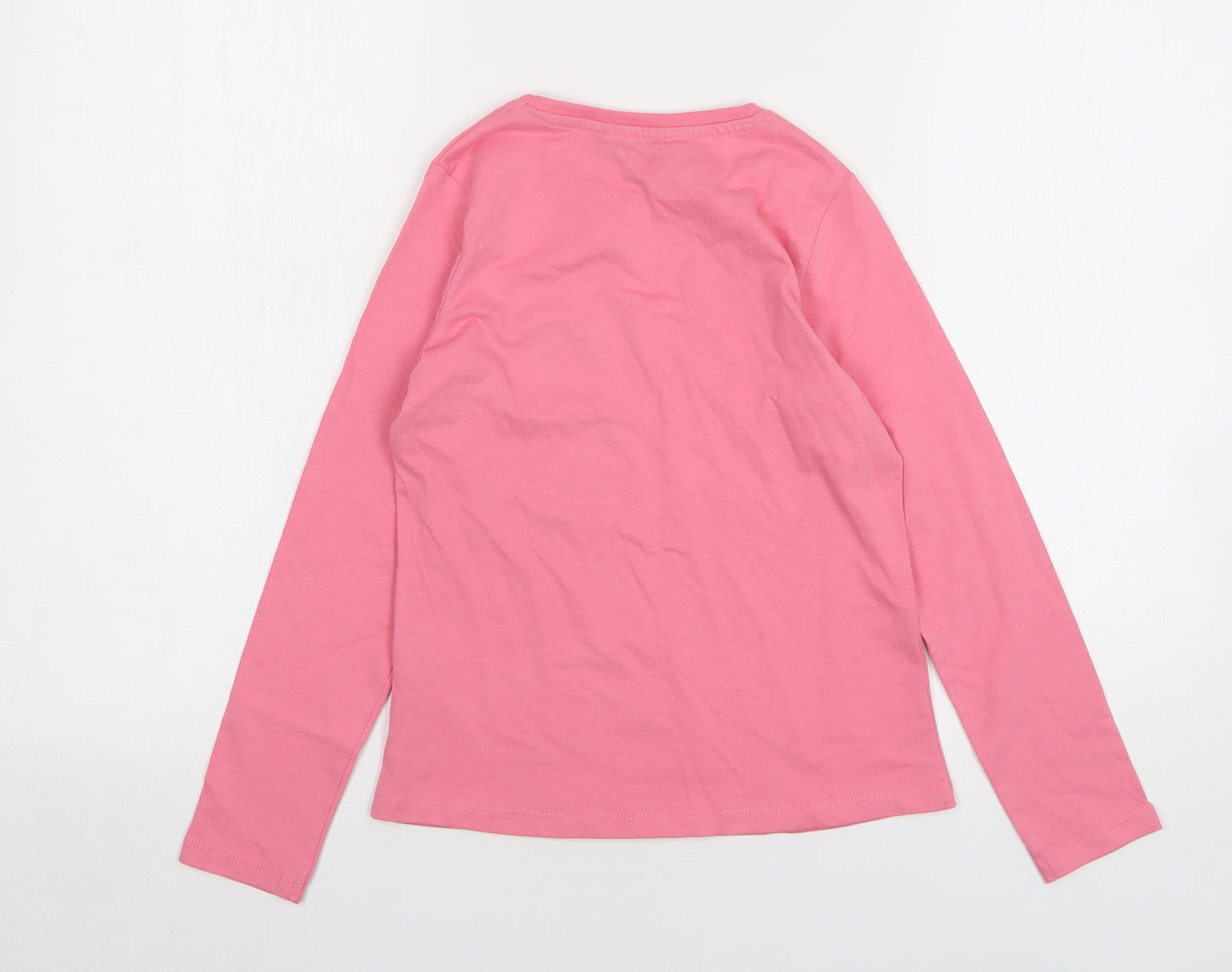 George Girls Pink Cotton Basic T-Shirt Size 8-9 Years Round Neck