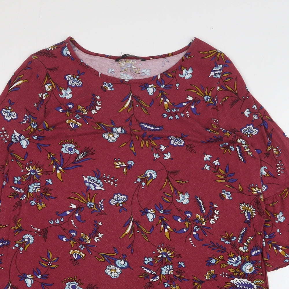 George Womens Red Floral Viscose T-Shirt Dress Size 12 Round Neck