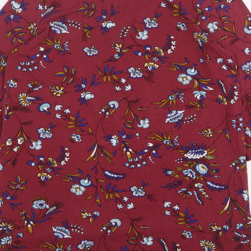 George Womens Red Floral Viscose T-Shirt Dress Size 12 Round Neck