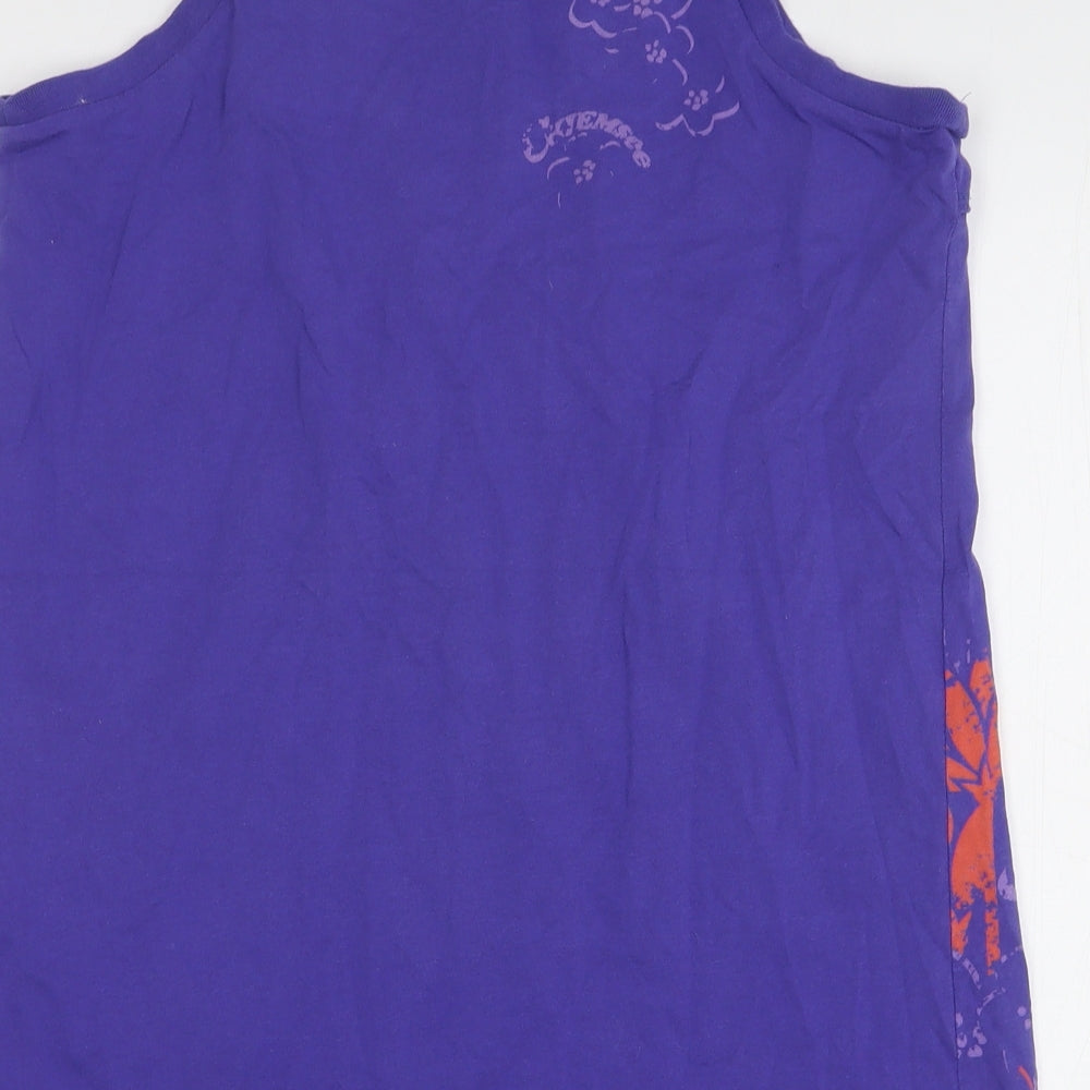 Chiemsee Womens Purple Floral Cotton Basic Tank Size M V-Neck