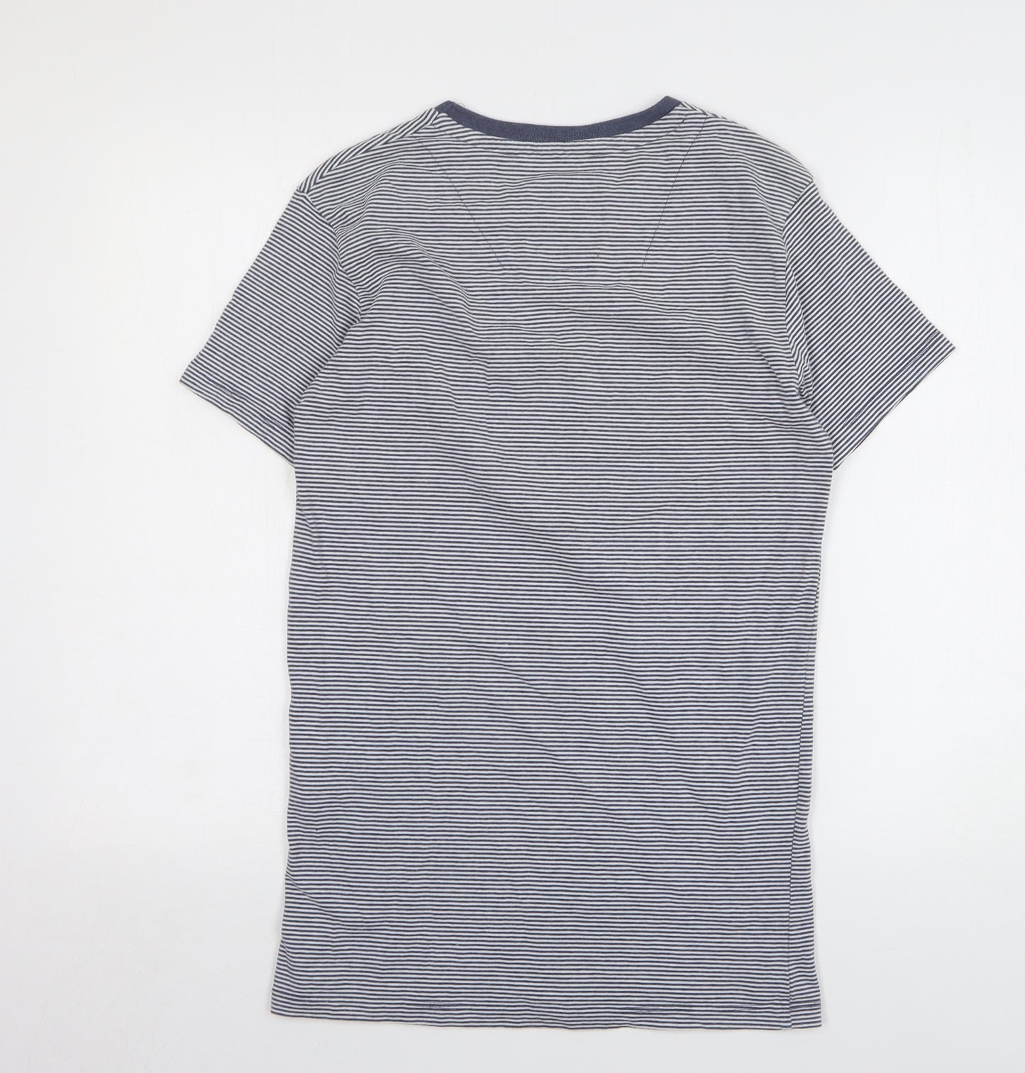 Nanny State Womens Blue Striped Cotton Basic T-Shirt Size S Round Neck