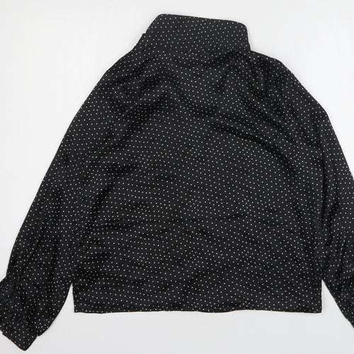 Topshop Womens Black Polka Dot Polyester Basic Button-Up Size 6 Collared