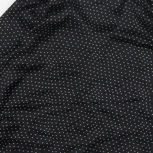 Topshop Womens Black Polka Dot Polyester Basic Button-Up Size 6 Collared