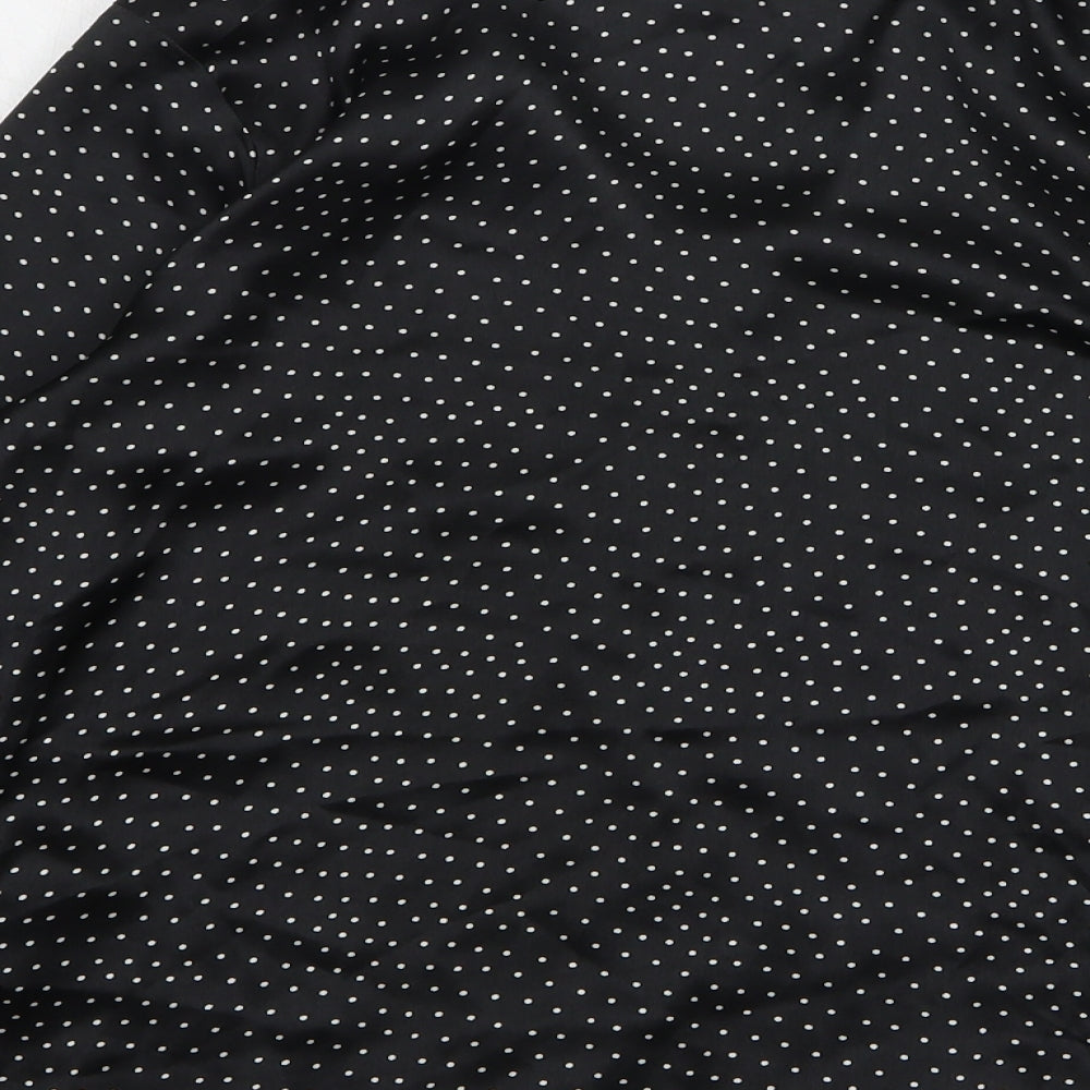 Topshop Womens Black Polka Dot Polyester Basic Button-Up Size 6 Collared