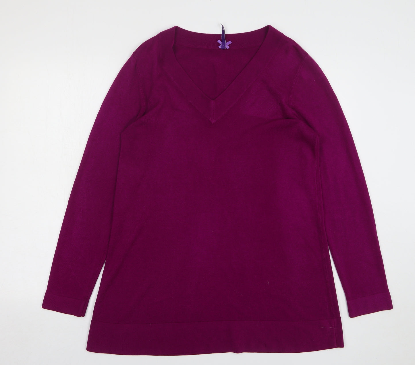 BHS Womens Purple V-Neck Acrylic Pullover Jumper Size 16