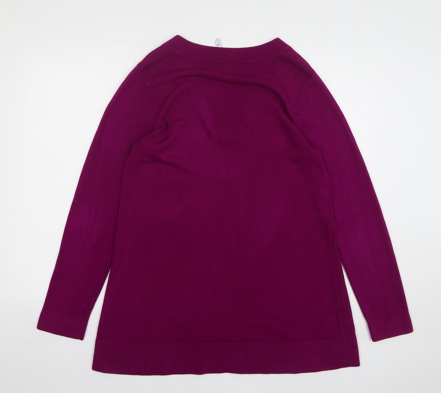 BHS Womens Purple V-Neck Acrylic Pullover Jumper Size 16