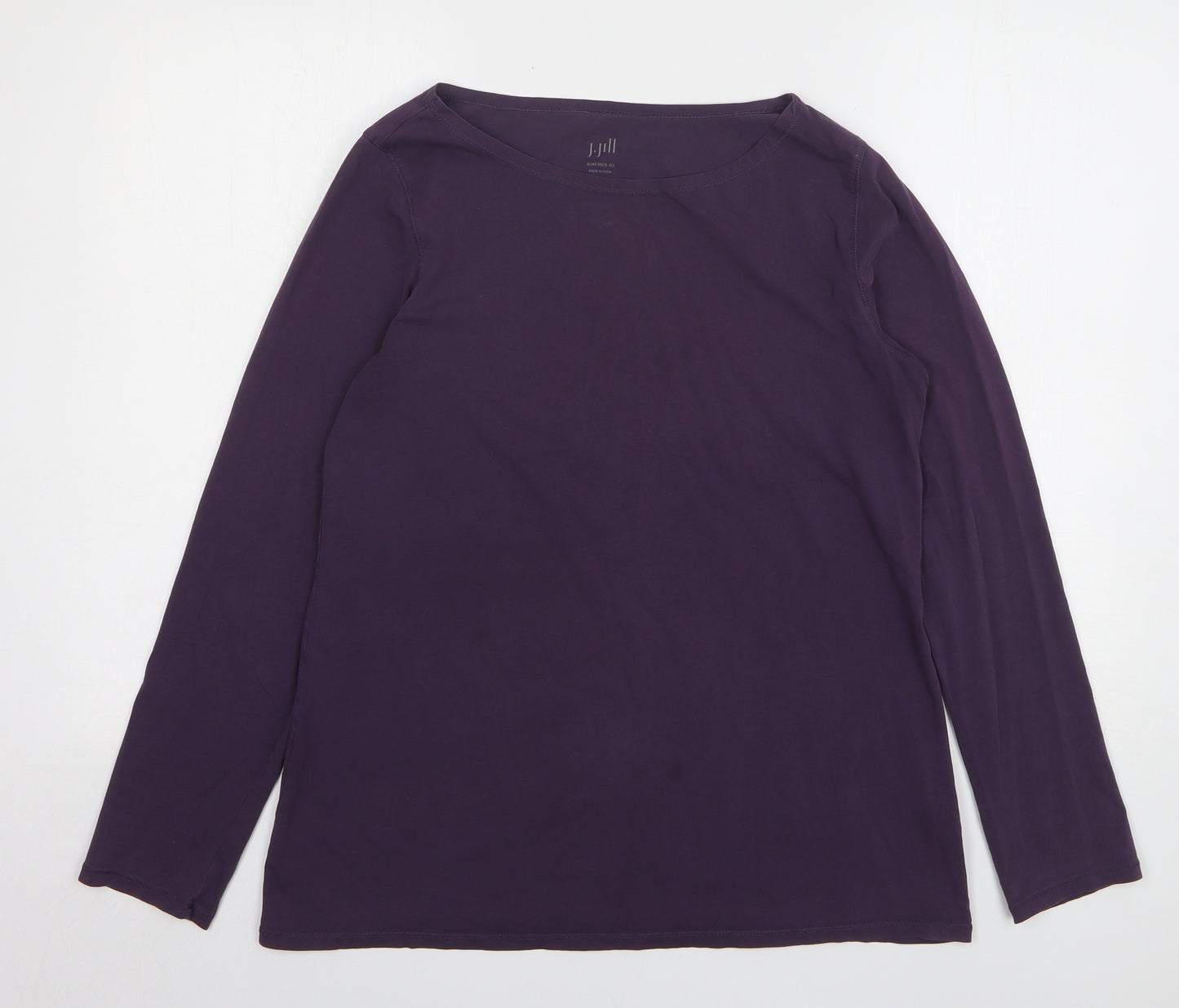 J.Jill Womens Purple Cotton Basic T-Shirt Size M Boat Neck