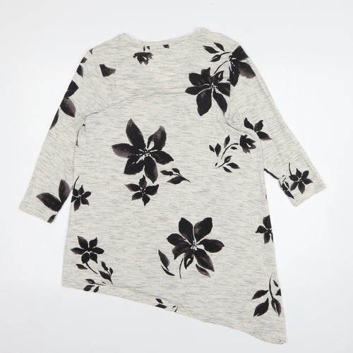 Soma Womens Grey Floral Elastane Tunic T-Shirt Size S Round Neck
