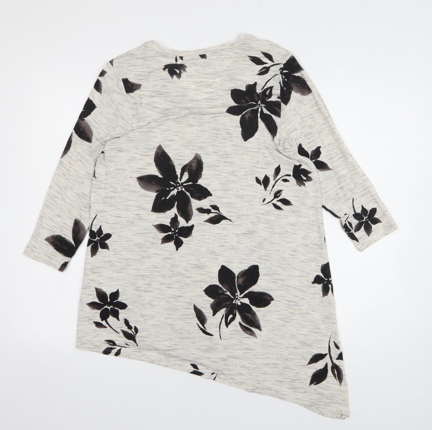 Soma Womens Grey Floral Elastane Tunic T-Shirt Size S Round Neck