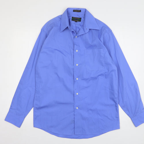 Alexander Julian Mens Blue Cotton Button-Up Size 14 Collared