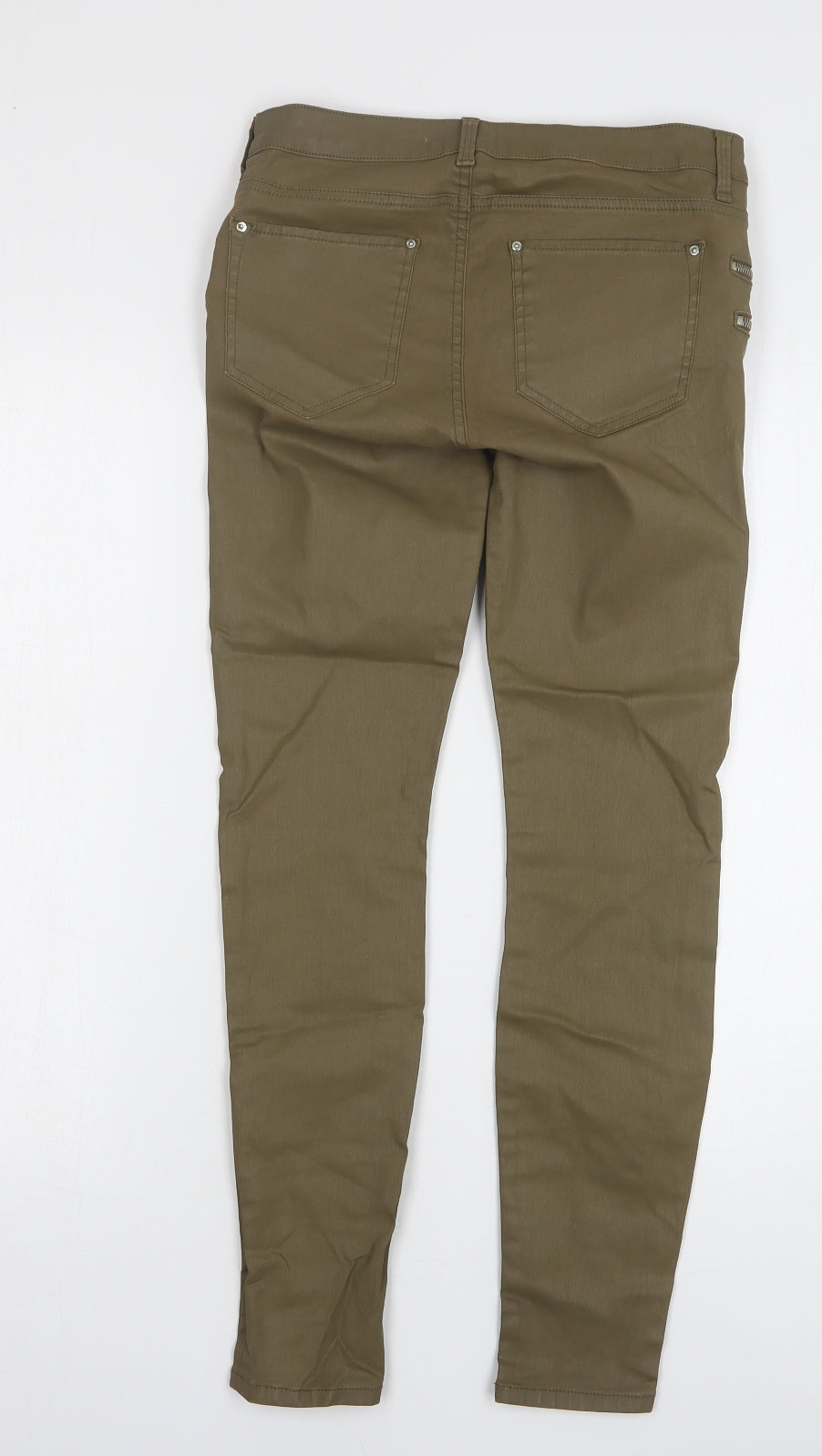 Zara Womens Brown Cotton Skinny Jeans Size 10 L27 in Regular - Leather Look