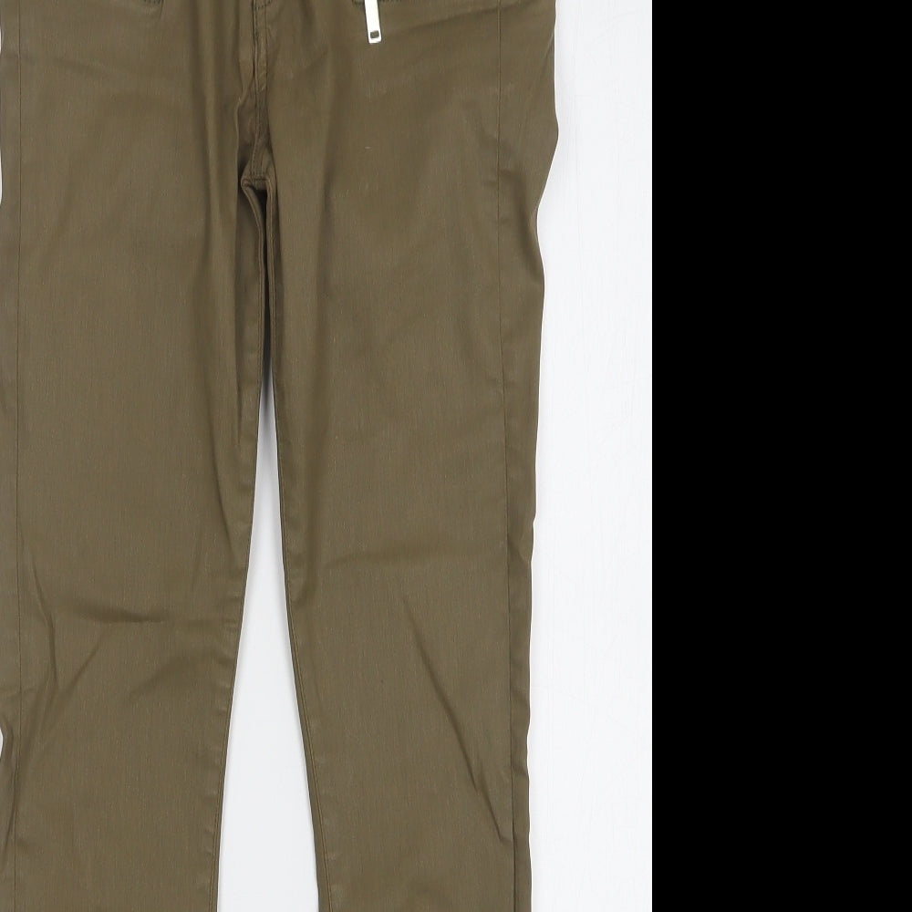 Zara Womens Brown Cotton Skinny Jeans Size 10 L27 in Regular - Leather Look