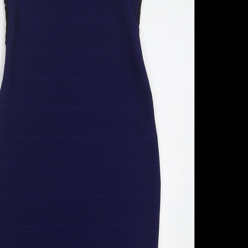 Lipsy Womens Blue Polyester Pencil Dress Size 12 V-Neck
