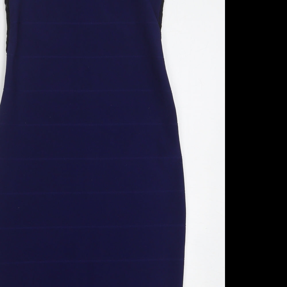 Lipsy Womens Blue Polyester Pencil Dress Size 12 V-Neck