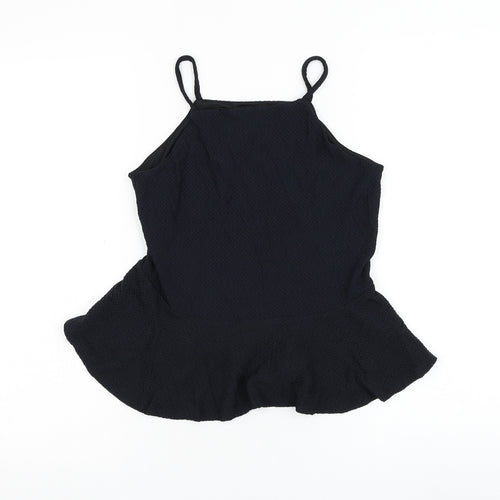 Topshop Womens Black Nylon Basic Tank Size 10 Round Neck