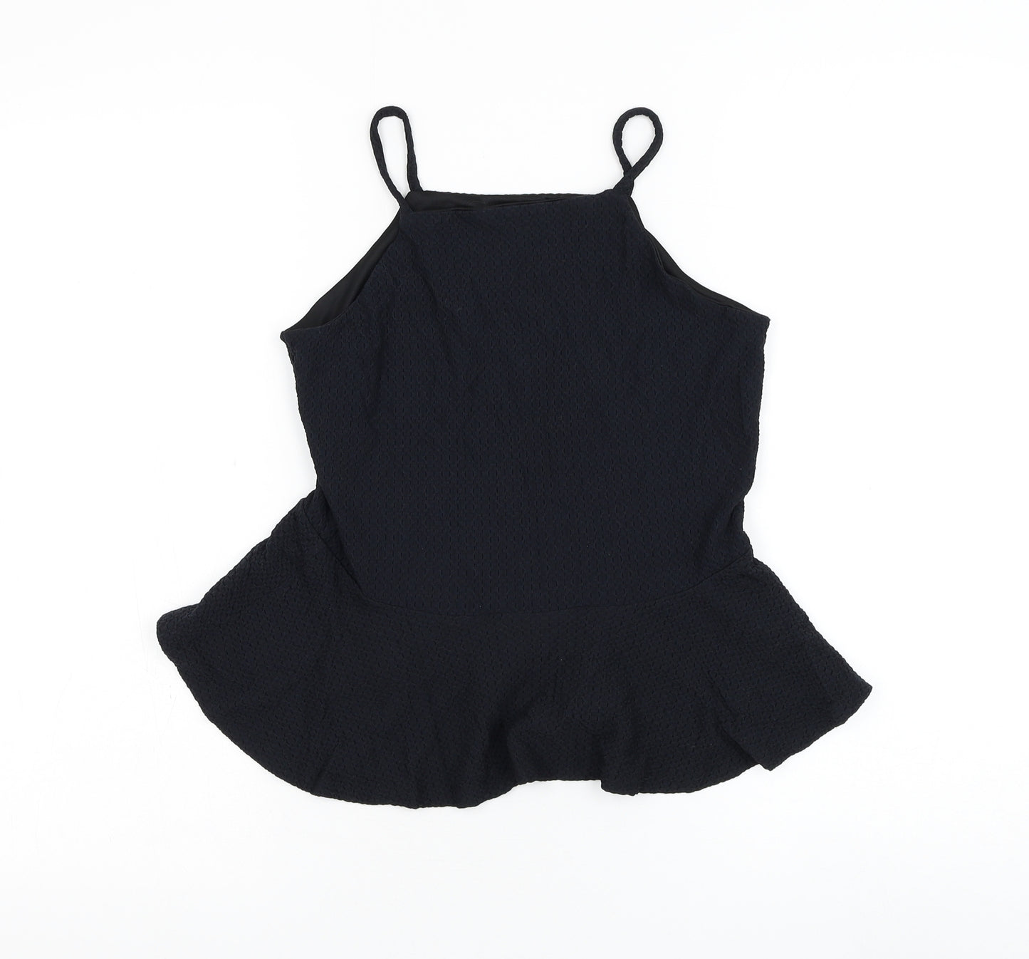 Topshop Womens Black Nylon Basic Tank Size 10 Round Neck