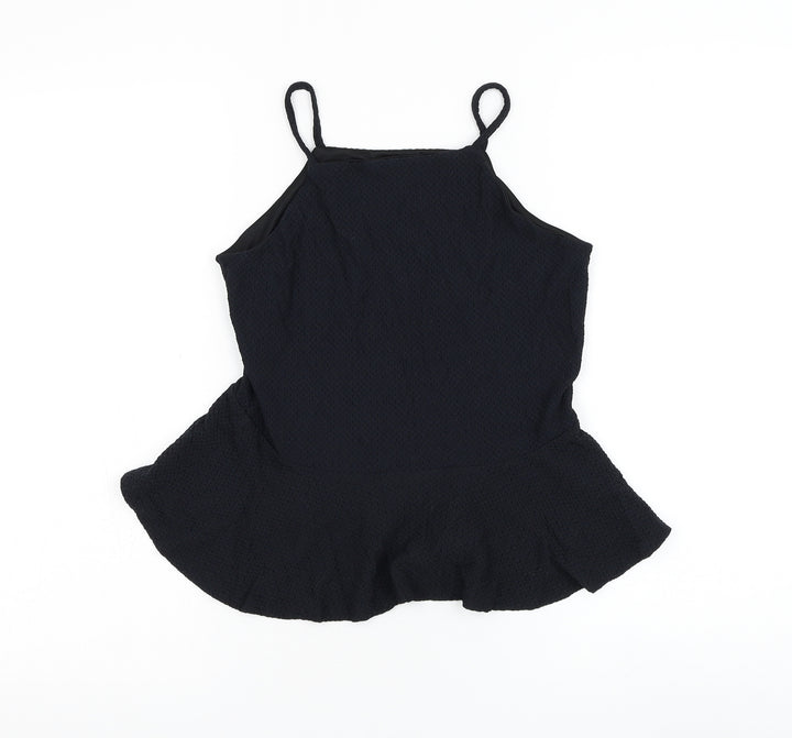 Topshop Womens Black Nylon Basic Tank Size 10 Round Neck