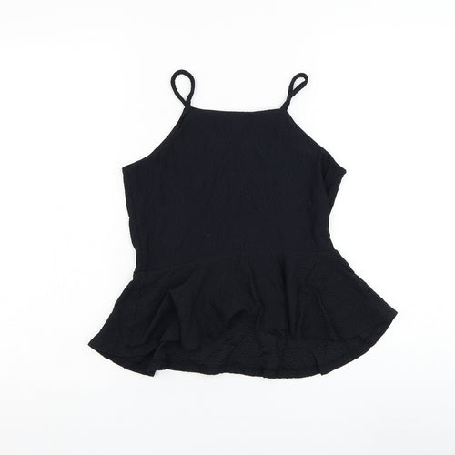 Topshop Womens Black Nylon Basic Tank Size 10 Round Neck