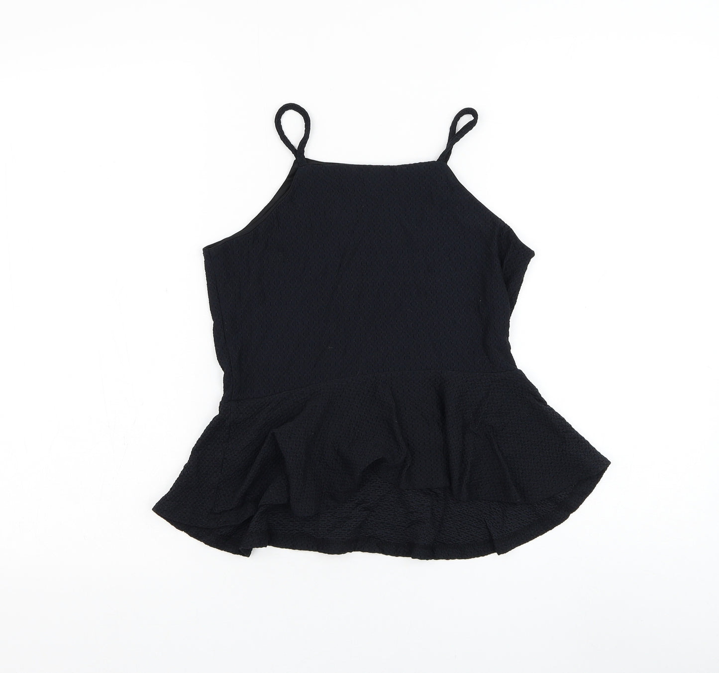 Topshop Womens Black Nylon Basic Tank Size 10 Round Neck
