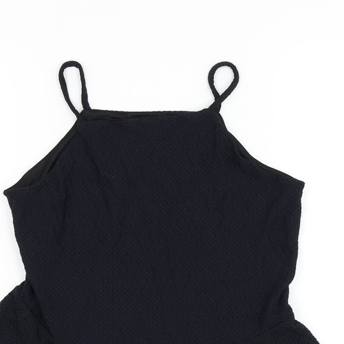 Topshop Womens Black Nylon Basic Tank Size 10 Round Neck