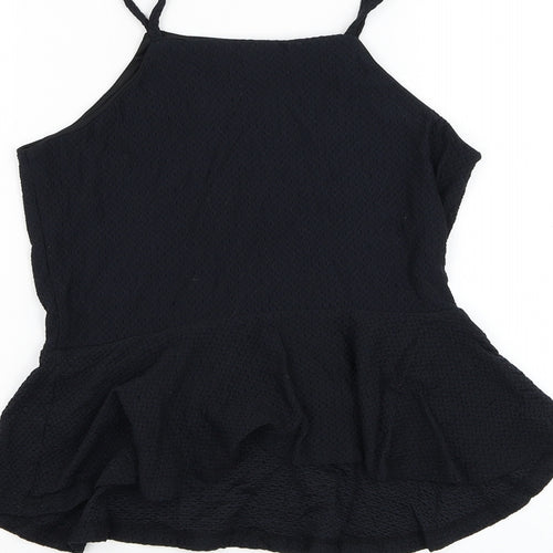 Topshop Womens Black Nylon Basic Tank Size 10 Round Neck