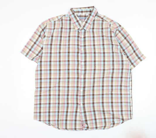 UrbanSpirit Mens White Check Cotton Button-Up Size XL Collared Button